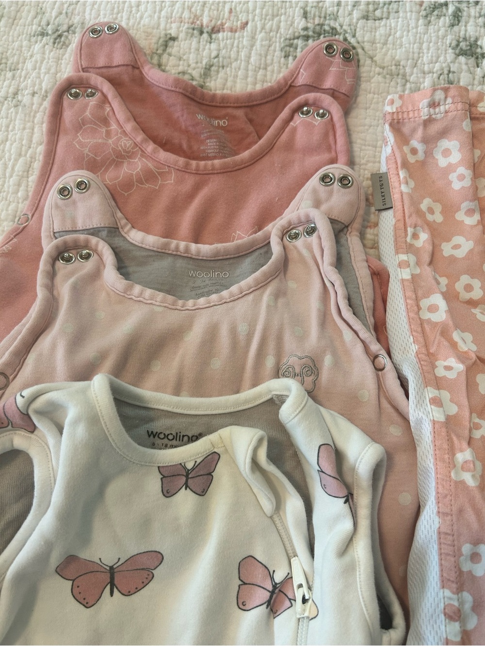 Woolino Pink Floral & Butterfly Sleep Sacks - Soft Baby Wear